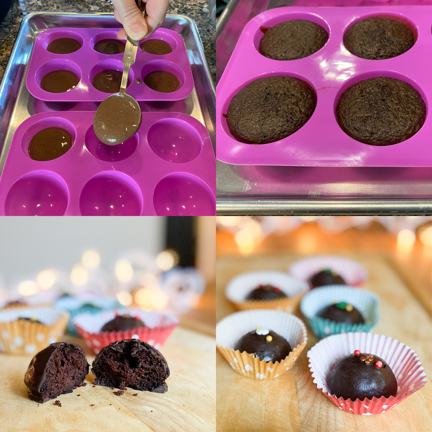 Hot Cocoa Bomb Silicone Molds  For Holiday Chocolate Candy Making, Cocoa, Mini Cake, Gelatin Desserts, and Festive Party Favors - 2 Pack