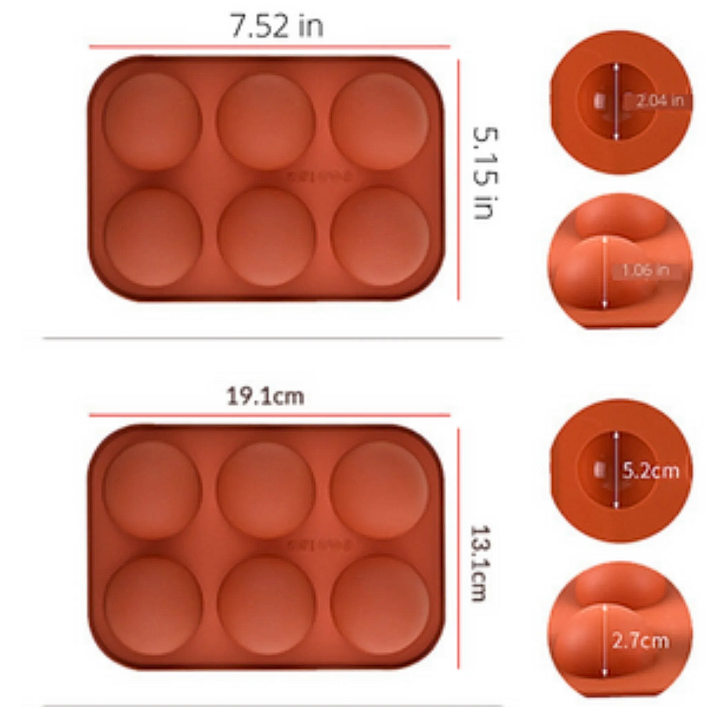 Hot Cocoa Bomb Silicone Molds  For Holiday Chocolate Candy Making, Cocoa, Mini Cake, Gelatin Desserts, and Festive Party Favors - 2 Pack