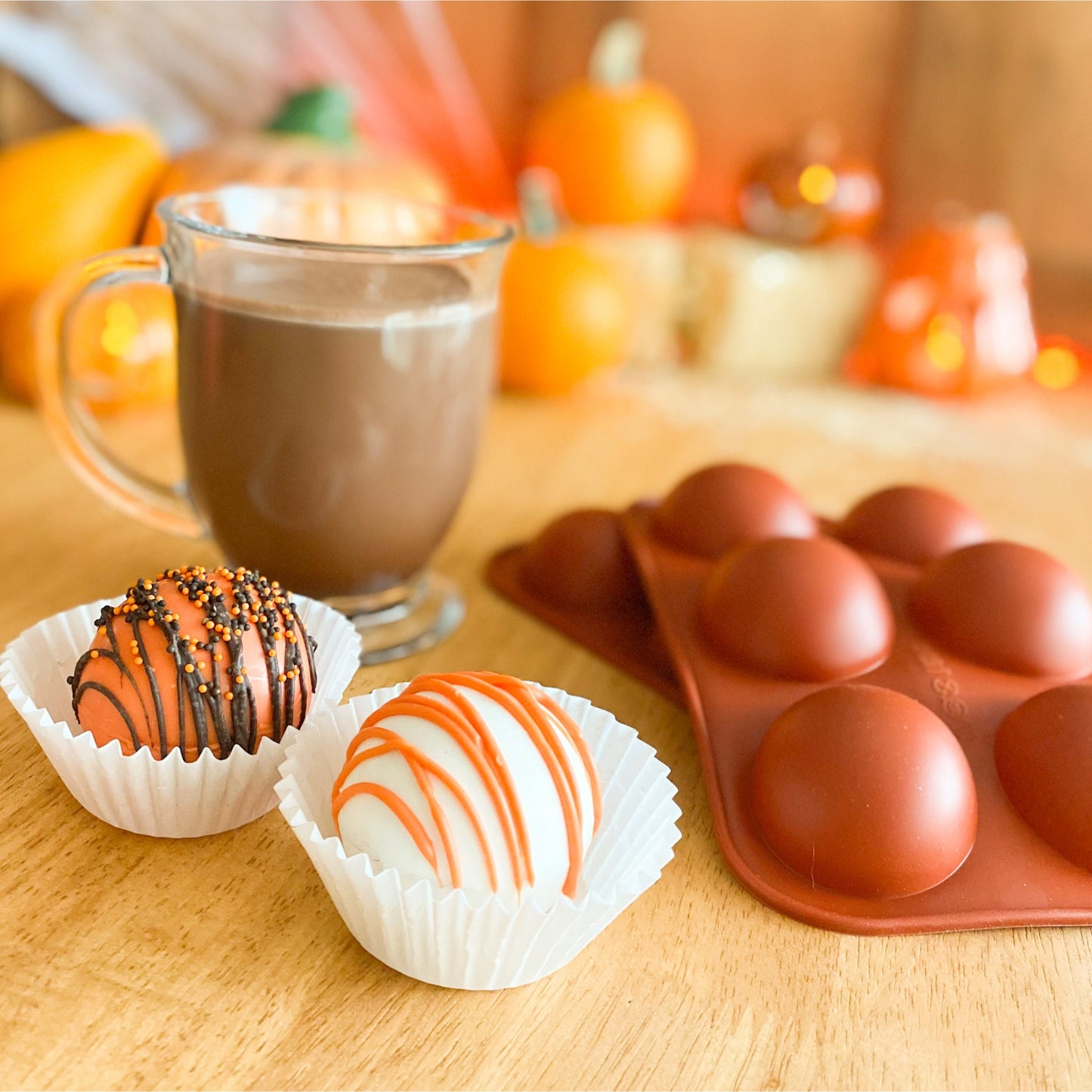 Hot Cocoa Bomb Silicone Molds For Holiday Chocolate Candy Making, Hot Cocoa Bombs, Mini Cake, Gelatin Desserts, and Festive Party Favors, 