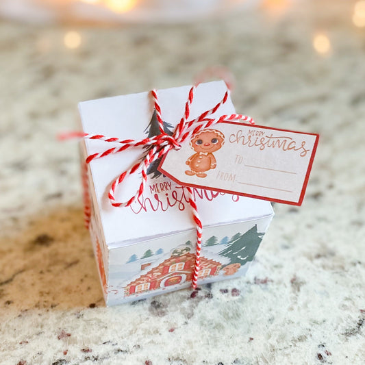 Gingerbread House Christmas Gift Box Holiday Treat Favor Matching Gingerbread Character Gift Tags PDF Digital Download